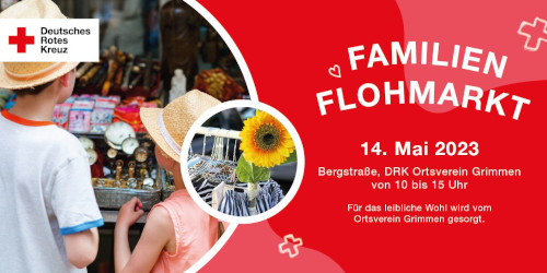 Flyer vom Familien Flohmarkt, organisiert vom DRK 14. Mai 2023