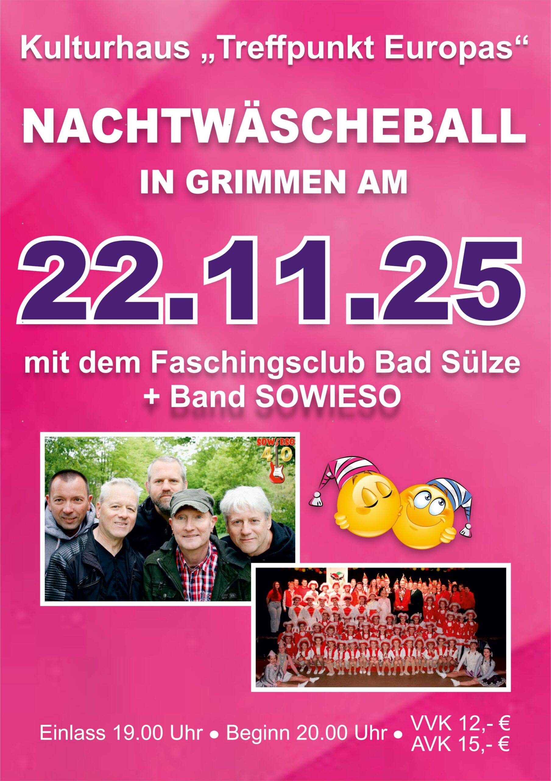 Plakat- Nachtwäscheball am 22.11.2025 im Kulturhaus "treffpunkt Europas" in Grimmen
