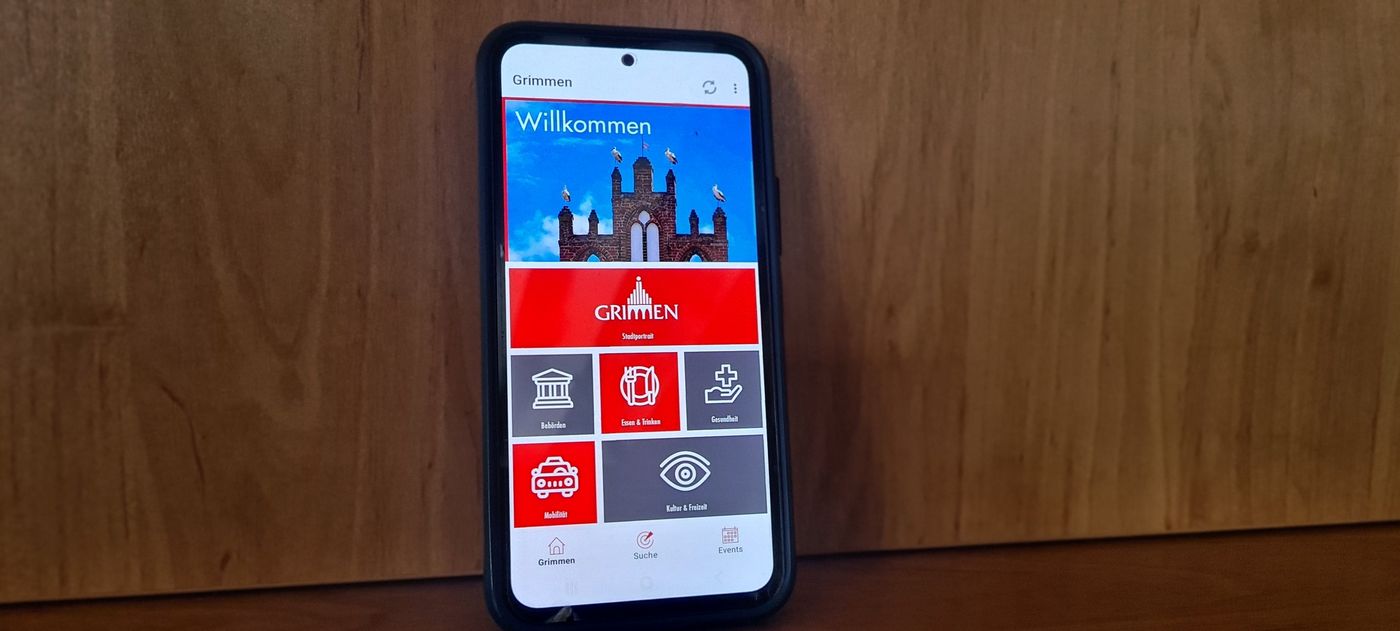 Grimmen App auf einem Handydisplay.