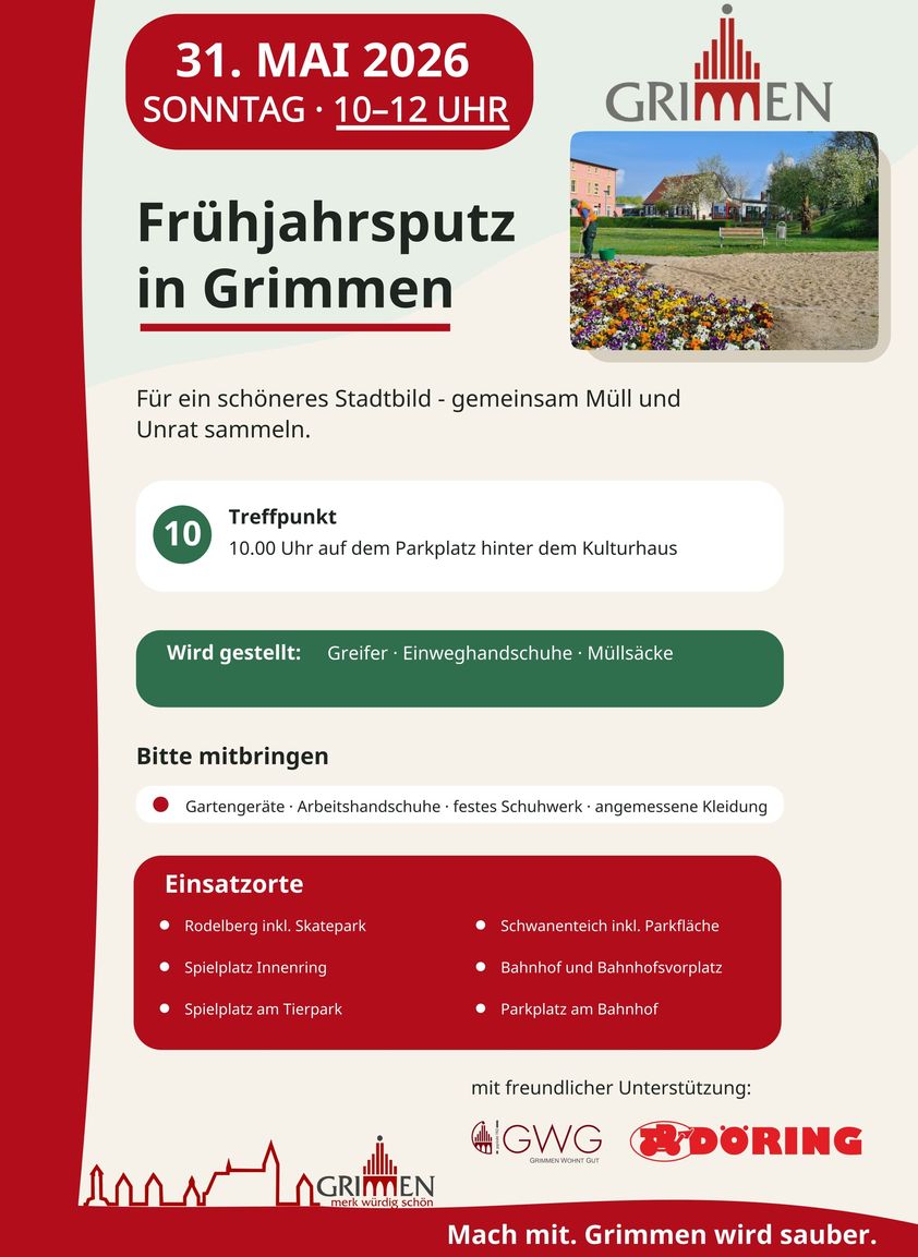 Plakat mit dem Aufruf zum Frühjahrsputz am 31. Mai 2026.