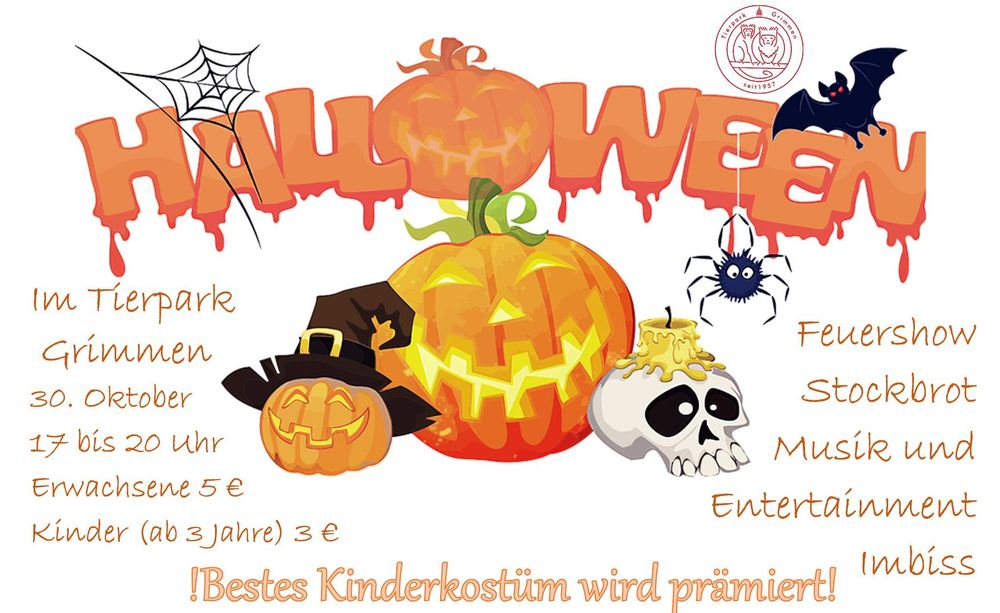 Halloweenplakat mit Kürbis, Spinnennetz und Hexenkopf
