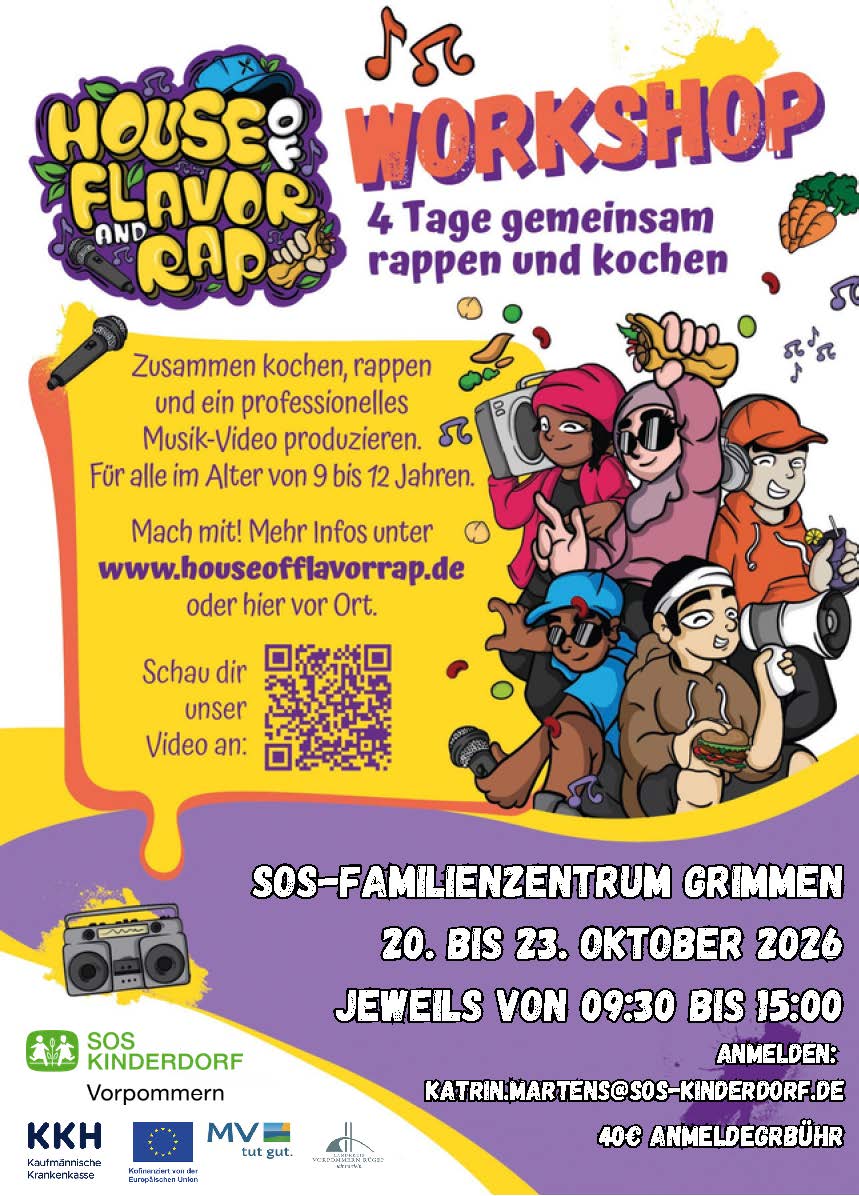 Plakat für das Angebot in den Herbstferien im SOS-Familienzemtrum Grimmen