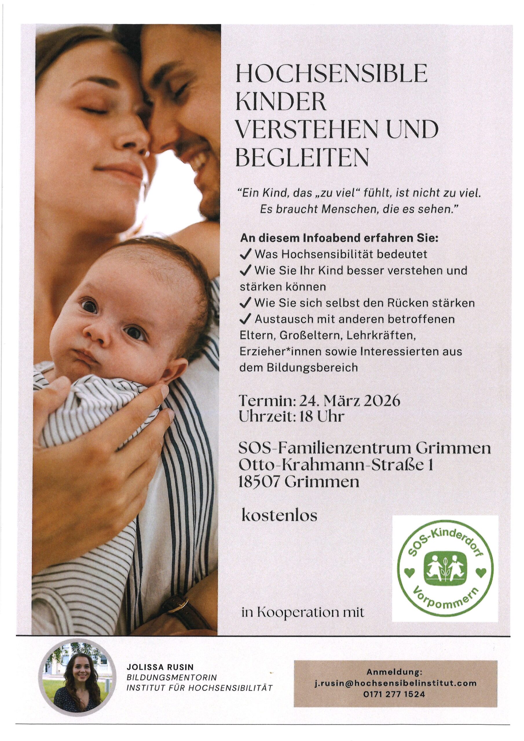 Infoabend im SOS Familienzentrum- hochsensible Kinder verstehen und begleiten am 24. März 2026 in Grimmen