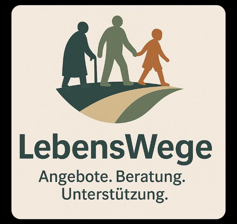 Zu sehen ist das Logo des Netzwerkes. Senioren und Kinder, die sich an der Hand halten.