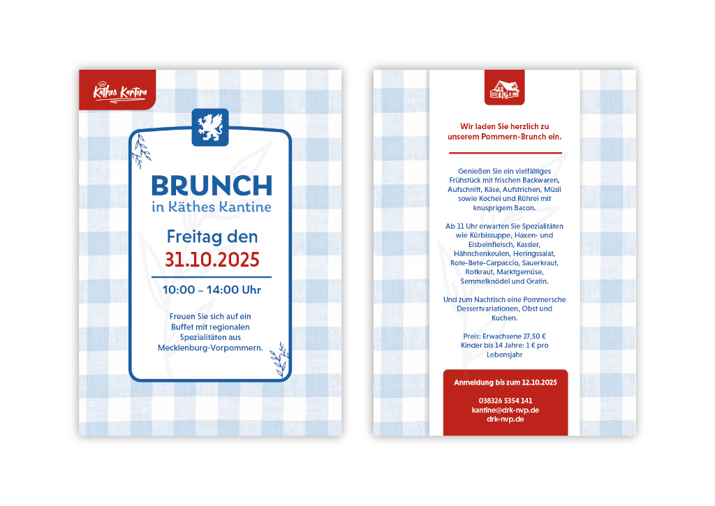 Flyer mit Eckdaten zur Veranstaltung 'Brunch in Käthes Kantine' am 31.10.2025 von 10:00-14:00 Uhr