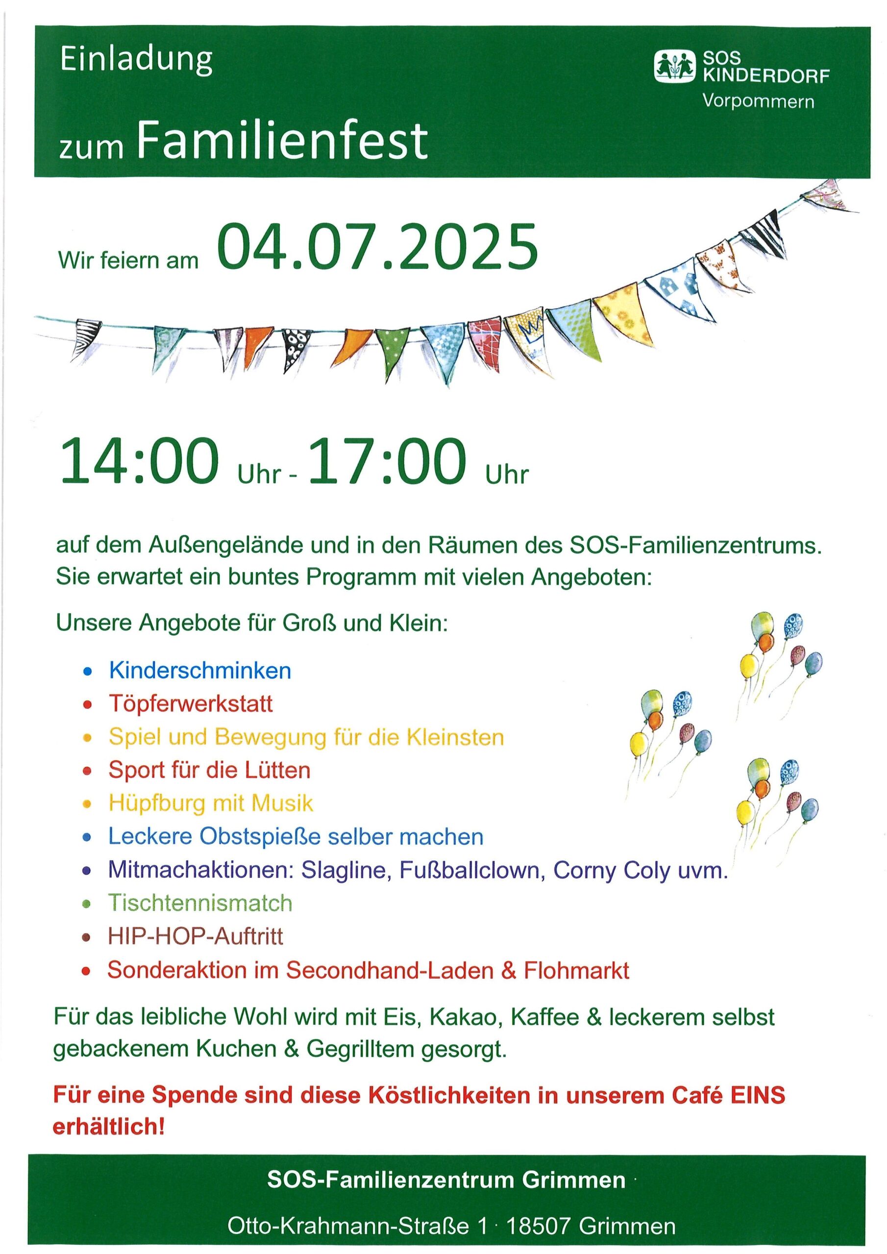 Familienfest im SOS Familienzentrum in Grimmen