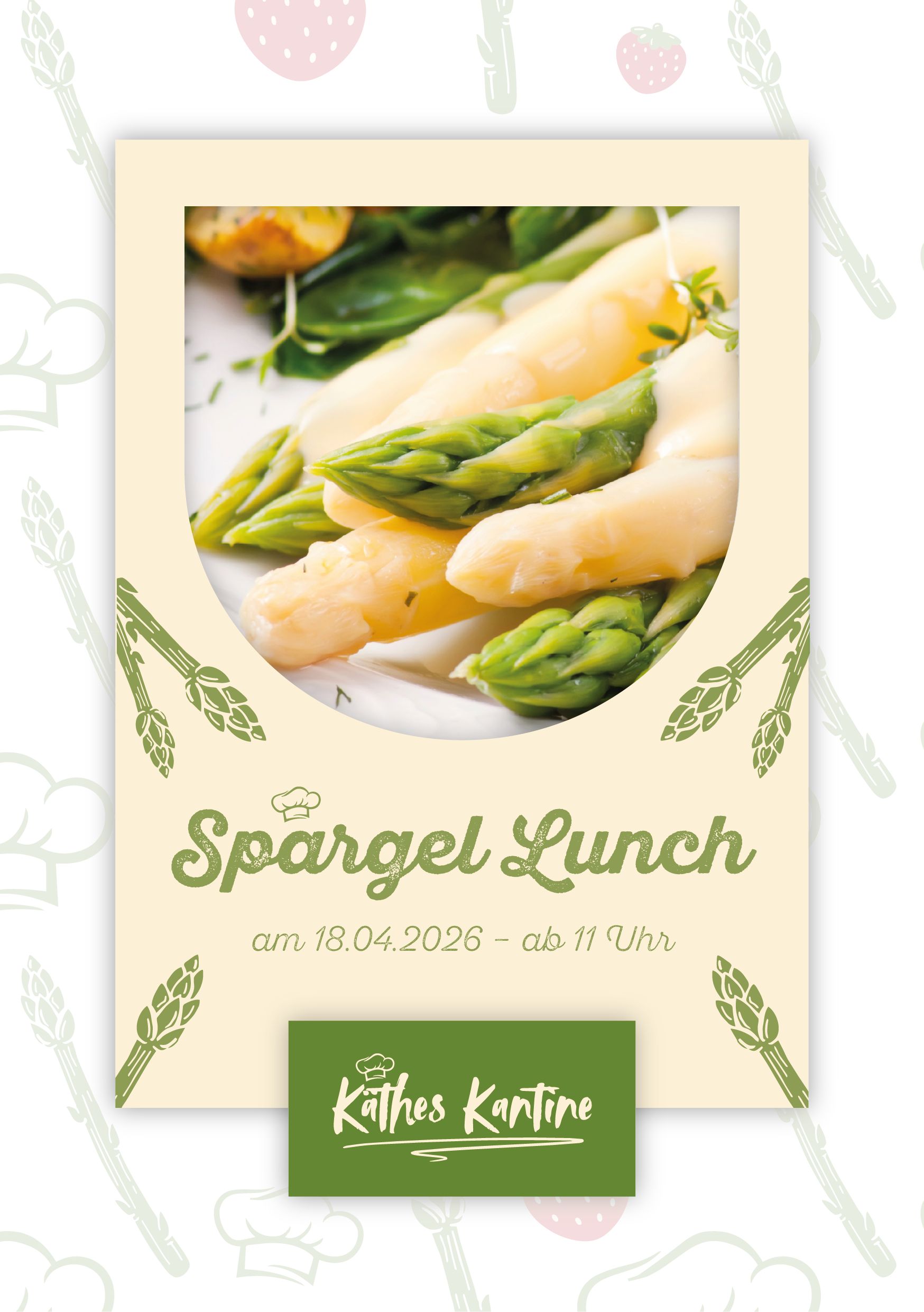 Flyer- Spargel Lunch in Käthes Kantine am 18.04.2026 in Grimmen