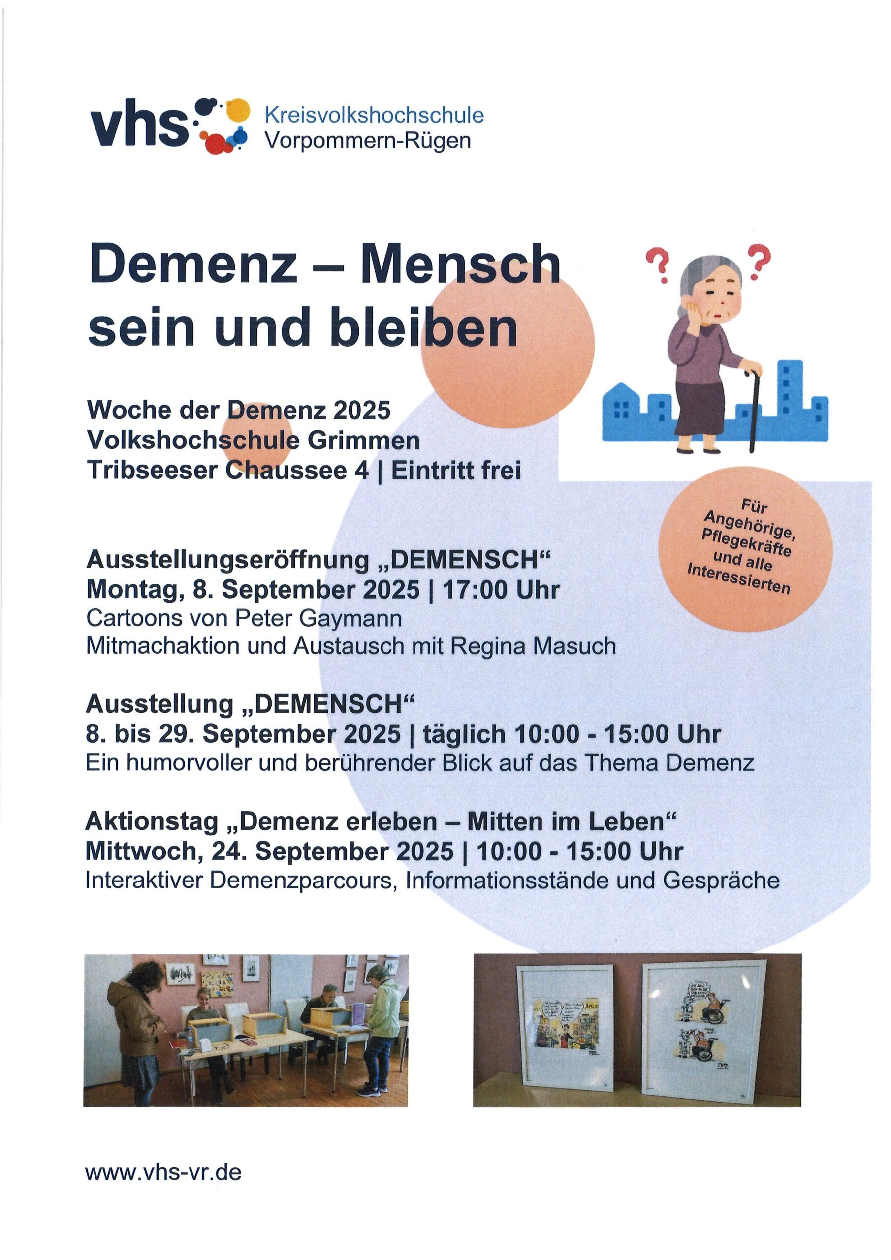 Woche der Demenz 2025 in der Volkshochschule Grimmen, Tribseeser Chausee 4 in Grimmen