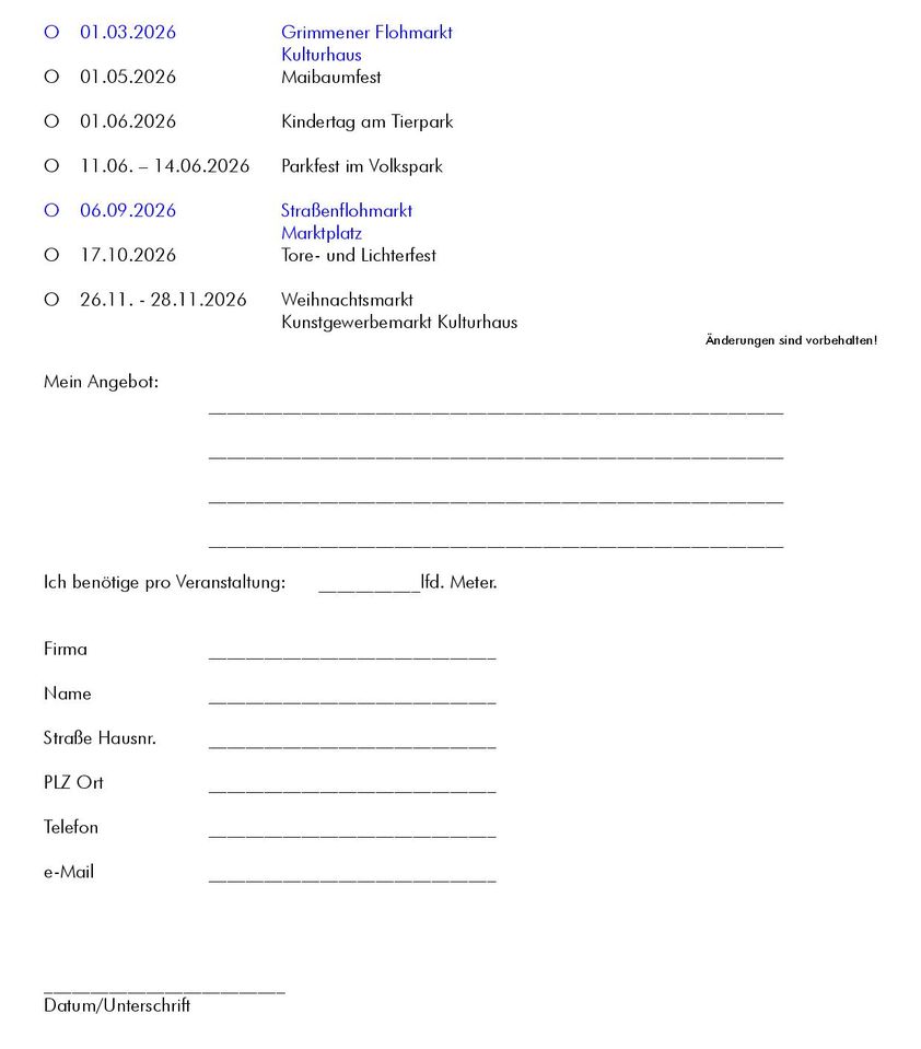 Flyerrückseite mit dem Anmeldeformular.