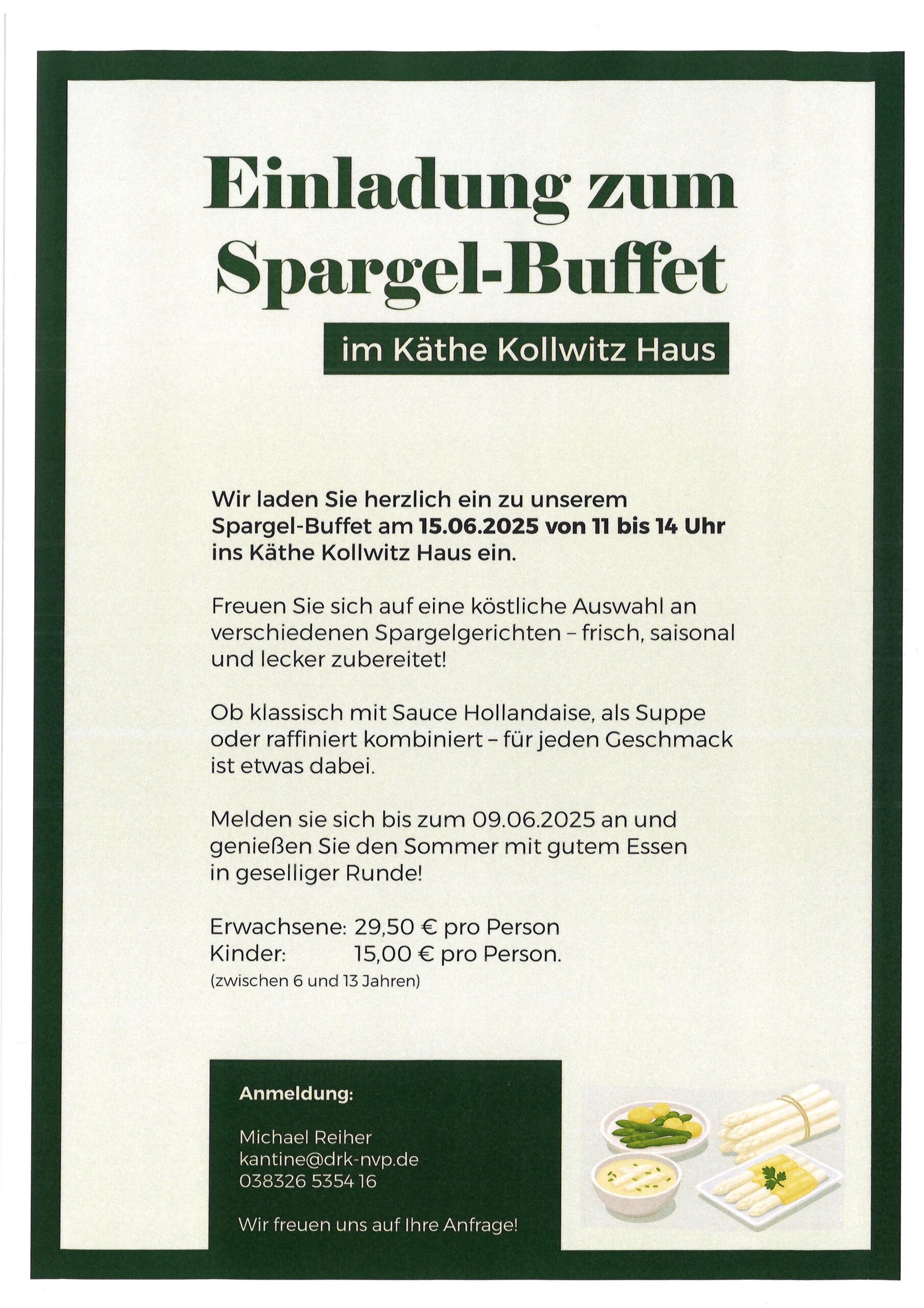 Einladung zum Spargel-Buffet im Käthe Kollwitz Haus in Grimmen