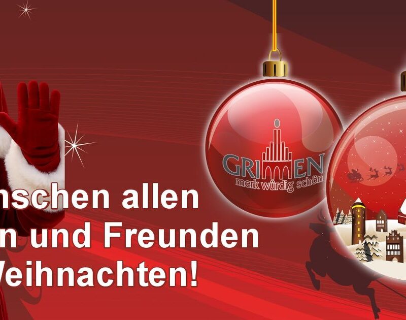 Plakat mit einem Weihnachtsmannmotiv und dem Aufdruck frohe Weihnachten.