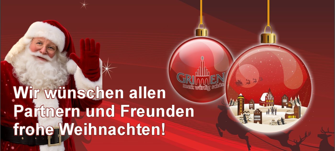 Plakat mit einem Weihnachtsmannmotiv und dem Aufdruck frohe Weihnachten.